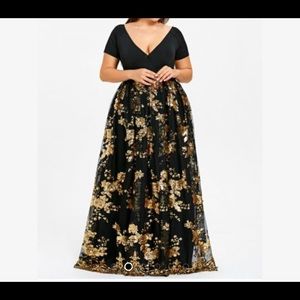 Floral Sequin Maxi Dress